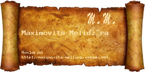 Maximovits Melióra névjegykártya